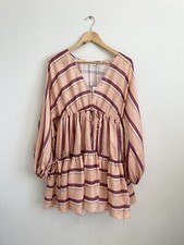 Zimmermann Dress Stripe Linen Drawstring Size 1/ AU 10/US 6 Resort Summer