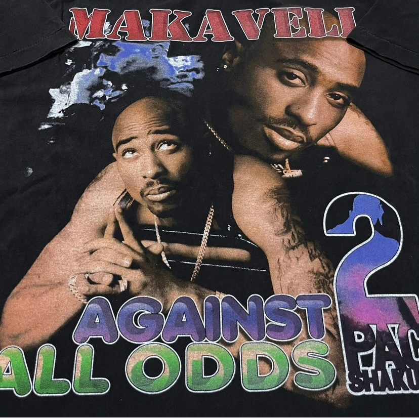 FILA T shirt vintage Tupac Shakur 2Pac taglia XL contro ogni previsione punto singolo RISTAMPA