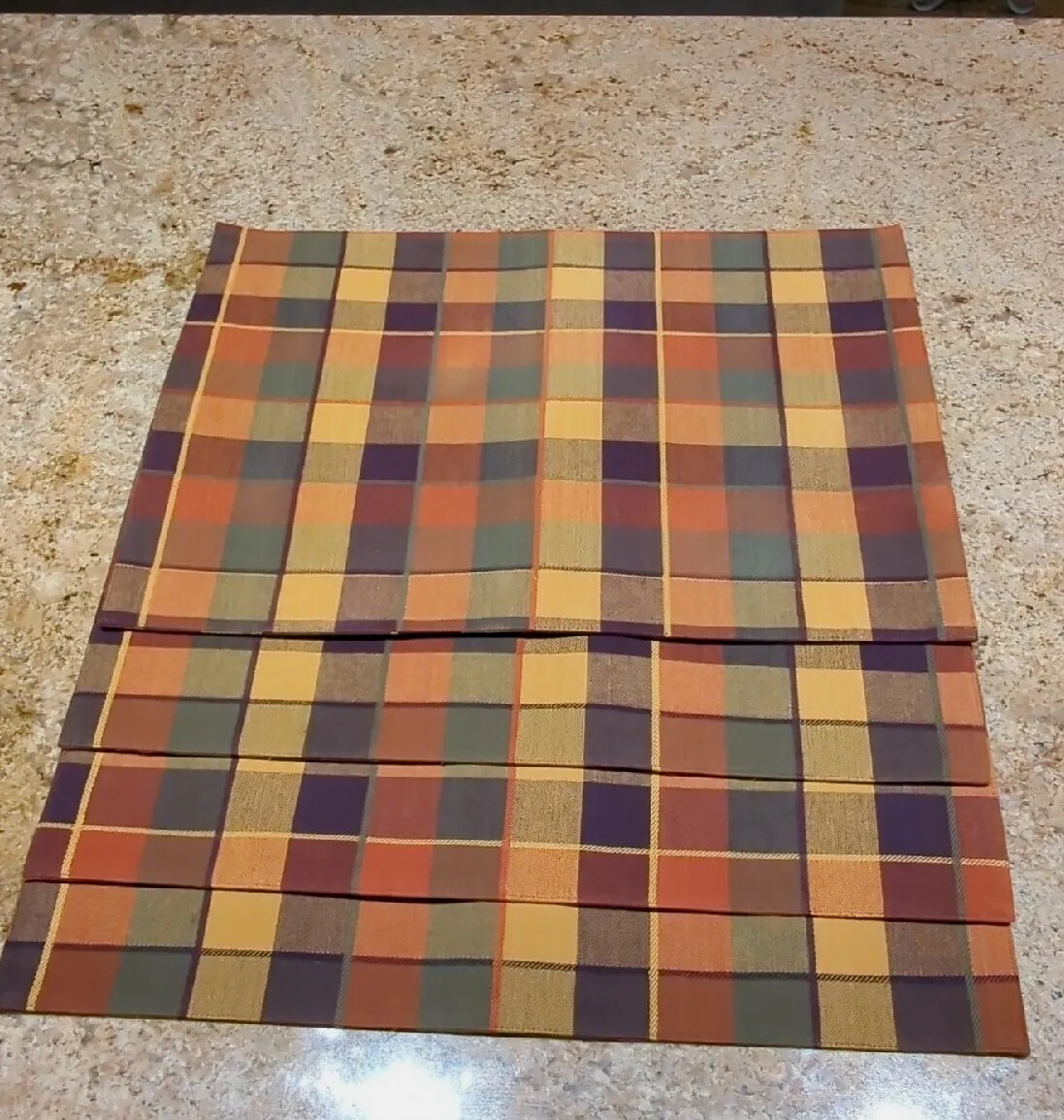 Pier One Placemats Rust Gold Farmhouse Checkered Set 4 13"X 19" eBay