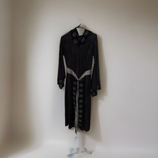 Halloween-Black Velour Hooded Dress With Purple Sequin Rhinestone Mask