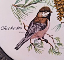Pilkington Maine Ceramic Cast Iron Trivet Chickadee AACO D. Rudeman Artist