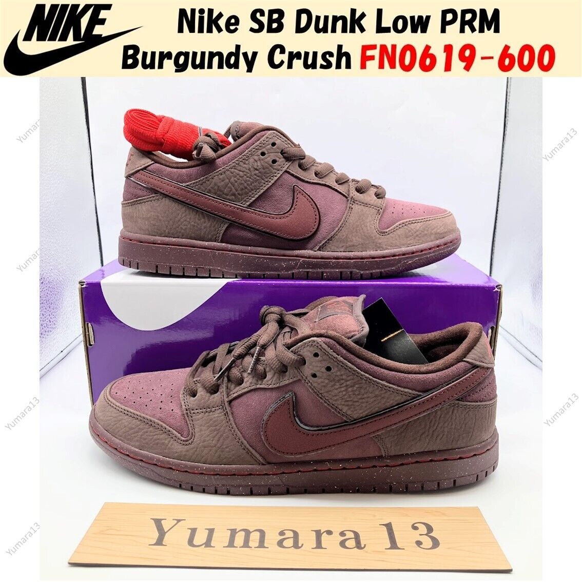 Nike SB Dunk Low PRM Burgundy Crush FN0619-600 Men's Size | eBay Nike SB Dunk Low PRM Burgundy Crush FN0619-600 Men's Size | eBay