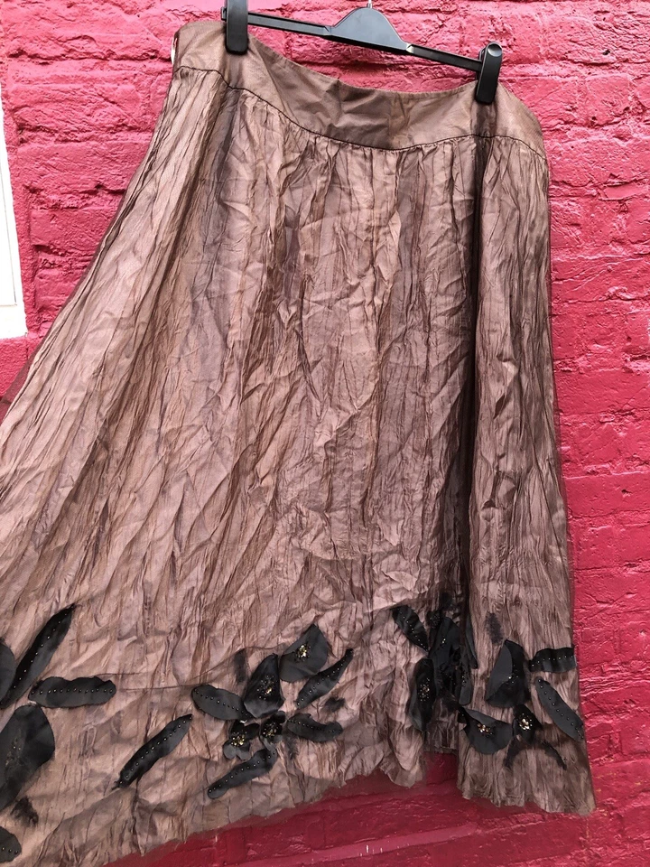 BNWT Monsoon Light Brown A-Line Floral Party Maxi Skirt Size 22 - Image 2 of 4