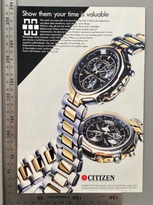 Citizen Chronograph Titanium BiCo Original 1986 Vintage Watch Advert Uhr Werbung