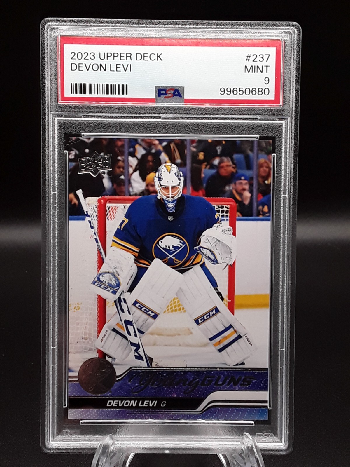 2023-24 Upper Deck Young Guns Devon Levi #237 PSA 9 MINT Rookie RC Sabres