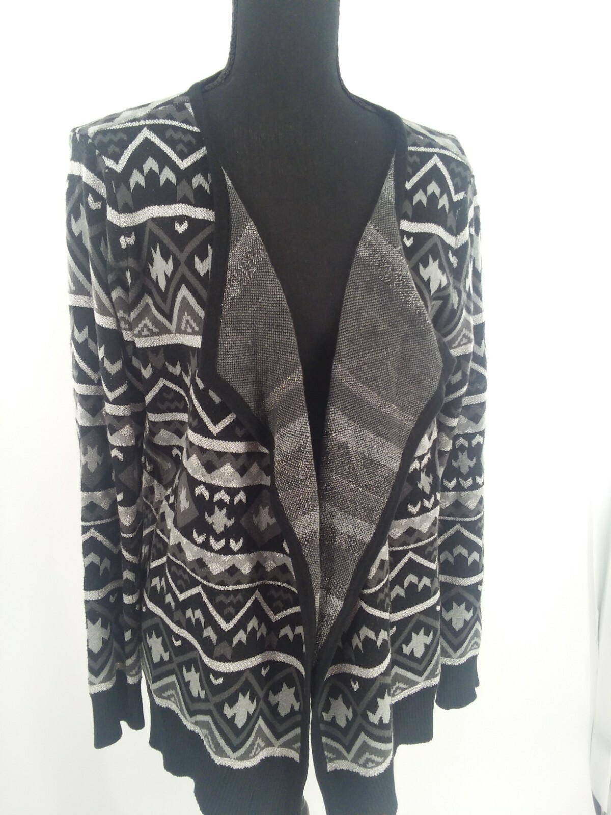 Basic Editions Black/Gray/Silver Sweater Size M - image 1