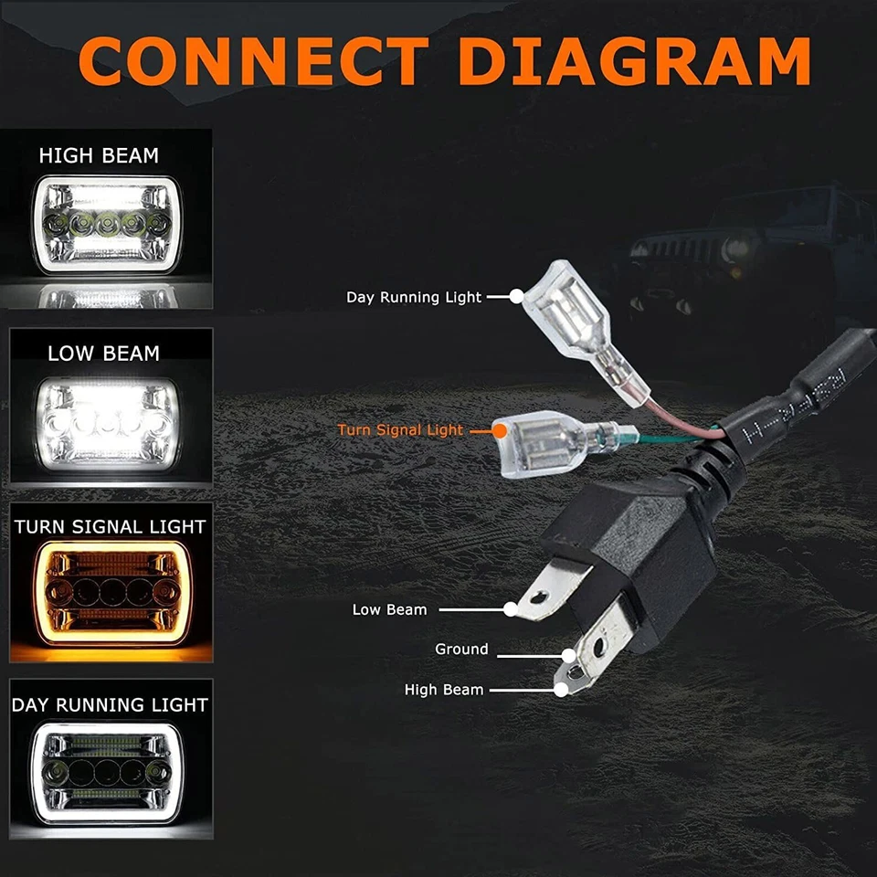 Faros LED de 7"X6" para Freightliner FL106 FL112 FL60 FL70 FS65 MT35 MT45 2 piezas Foto 2 de 4