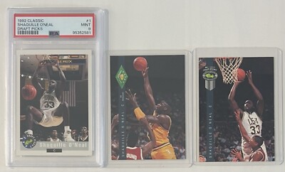 1992 Classic Draft Picks Lot Of 3 - Shaquille O Neal (RCs) Incl PSA 9 + Premint