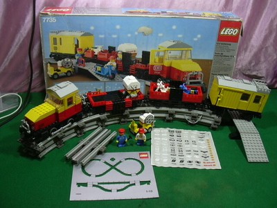 LEGO 80 's VINTAGE TRAIN 12V 7735 FREIGHT TRAIN COMPLETE SET ROSSO