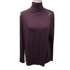 Club Monaco Roan Top Womens Large Prune Purple Turtleneck Minimalist Turtleneck