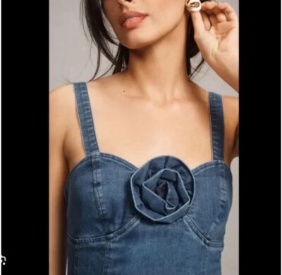 PORRIDGE By Anthropologie Rosette Denim Slip Mini Dress Size XS! Nwt | eBay