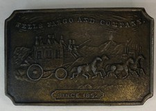 VINTAGE BELT BUCKLE WELLS FARGO  COMPANY SINCE 1852 NEW YORK