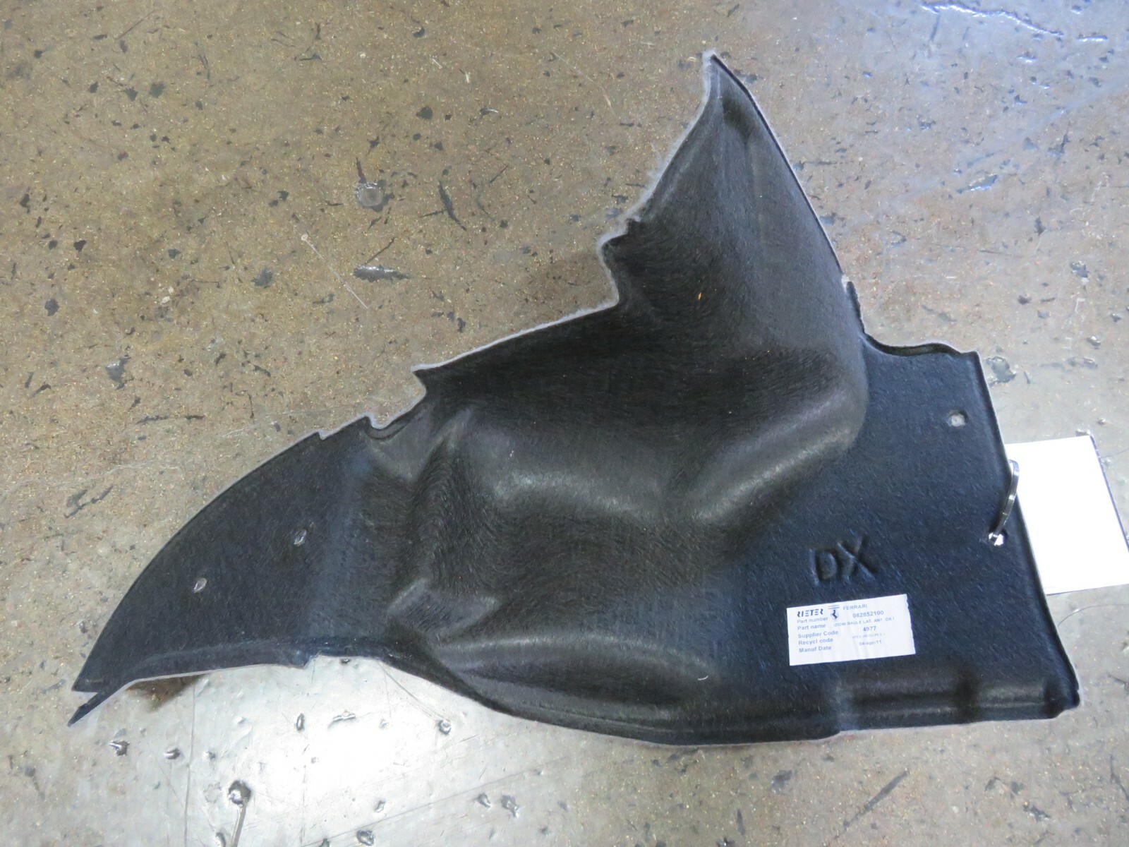 Ferrari California, RH, Right, Forward Trunk Carpet, Used, P/N 82852100