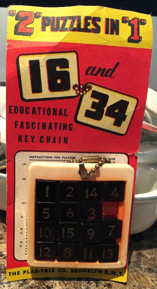 Vintage Plas-Trix 16 And 34 Key Chain Numbers Slide Puzzle | eBay