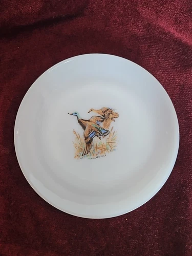 Vintage Anchor Hocking Fire King Bread Plate Game Cottage Core Mallard Duck