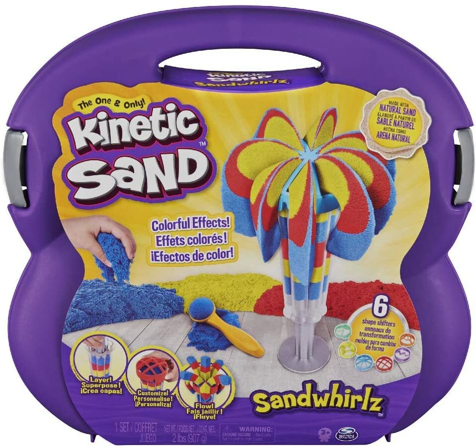 Kinetic Sand Set Valigetta Cascate Arcobaleno, 907Gr di Sabbia In 3 Colori,Spin
