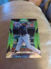 2019 Panini Prizm Tier II Lime Green Donut Circle /199 Jackie Bradley Jr #187