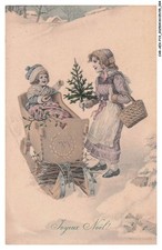CAR-AEXP19-0971-FETES-VOEUX - Joyeux noel - Une femme - Un enfant dan une luge