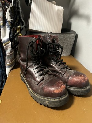 Vintage Doc Martens Boots Mens 10 1460 Black Cherry Arcadia Rub Off Leather Rare