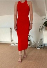 Korallenrot Zara Maxi Kleid XS 34 Rückenauss...