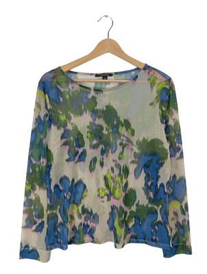 COMMA Transparenz-Bluse Damen Bluse Gr. DE 42 wollweiß-blau Casual-Look