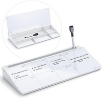 Varhomax Schreibtisch Organizer, Desktop Whiteboard Wochenplaner Glas Weiß