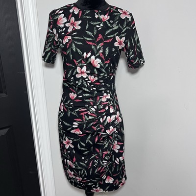 Amelia  Sheath Dress Women Size M Floral Stretch Knee Length Short Sleeve