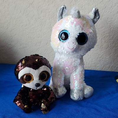 2 (two) Color changing Ty Sequin Plush stuffed animal collectibles Diamond color