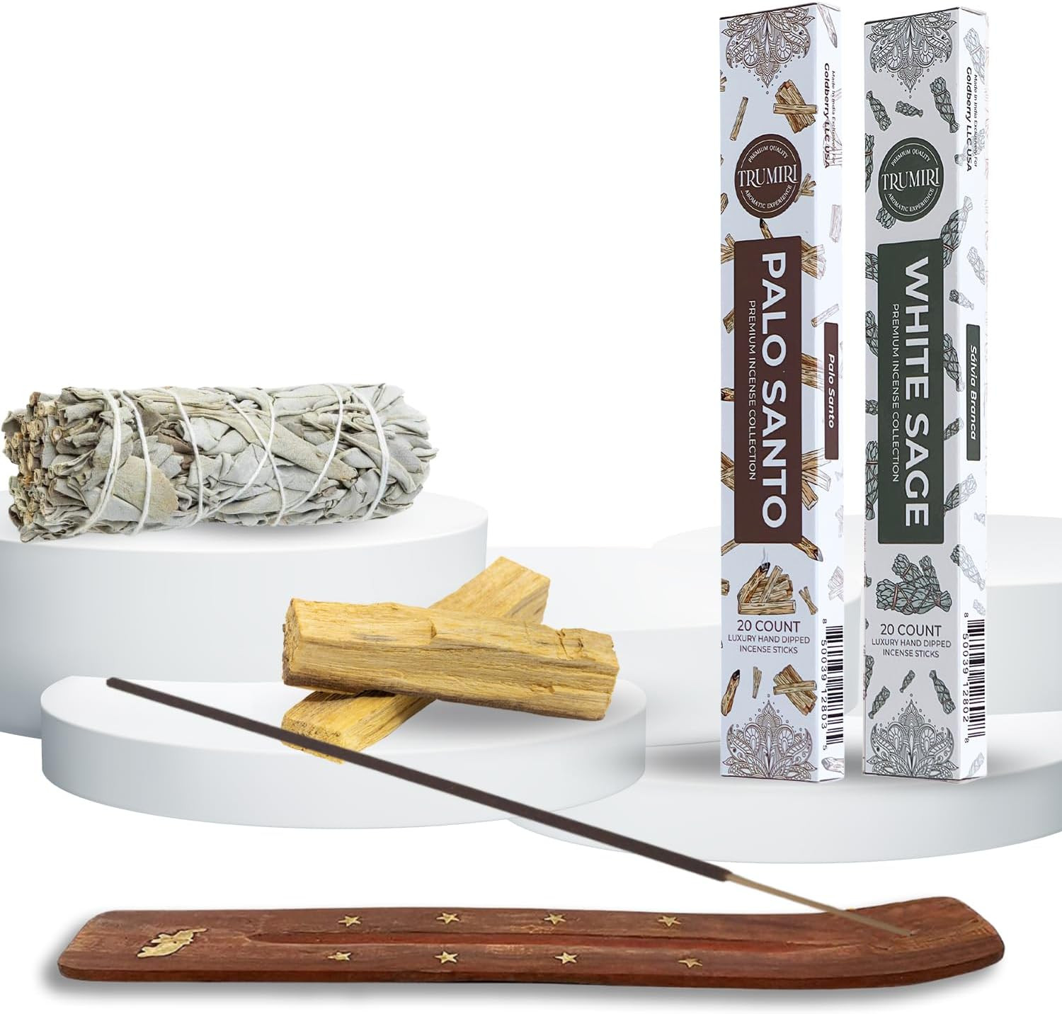 Trumiri Incense Sticks - Combo Pack of 40 Palo Santo White Sage 
