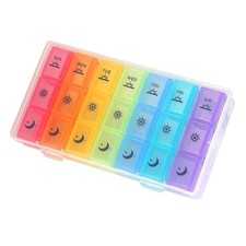Weekly Pill Organizer,3-Times-A-Day 7 Day Box Large Large, Clear
