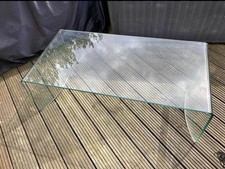 M&S Curved 12mm Tempered Glass Coffee Table Designer Waterfall 120x60x40cm