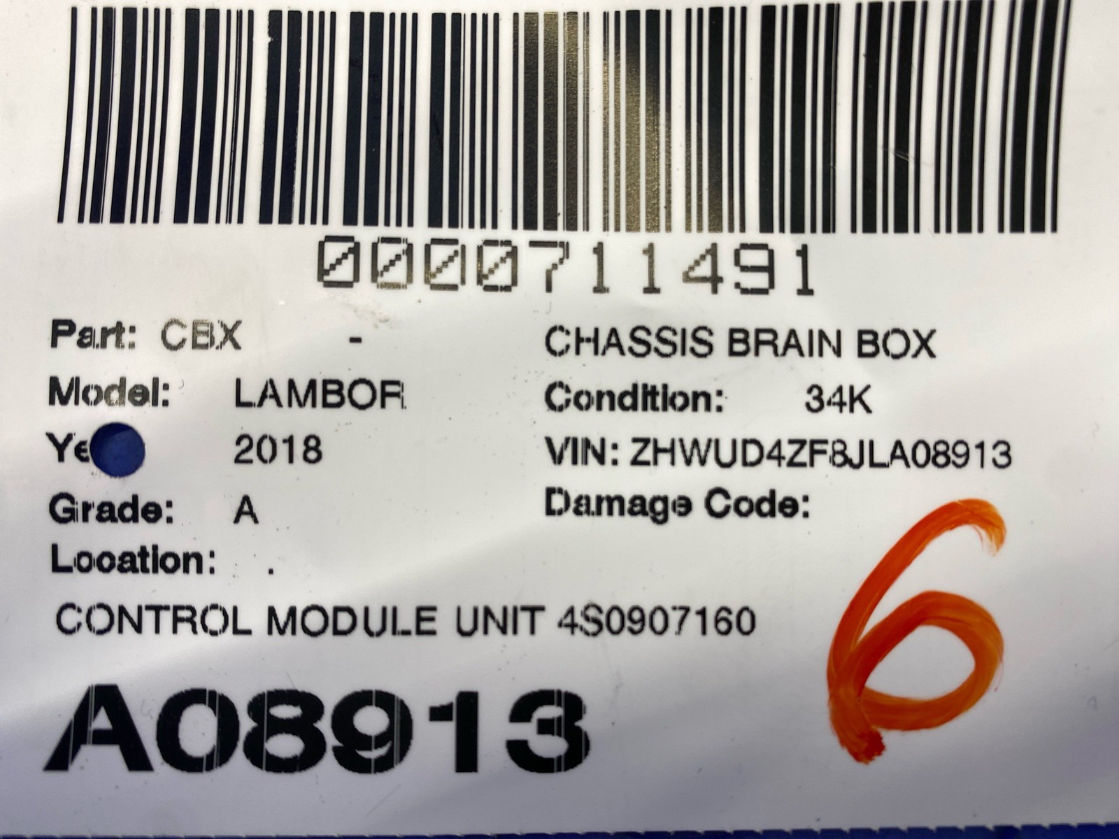 LAMBORGHINI HURACAN LP640-4 PERFORMANTE CONTROL MODULE UNIT 4S0907160 OEM