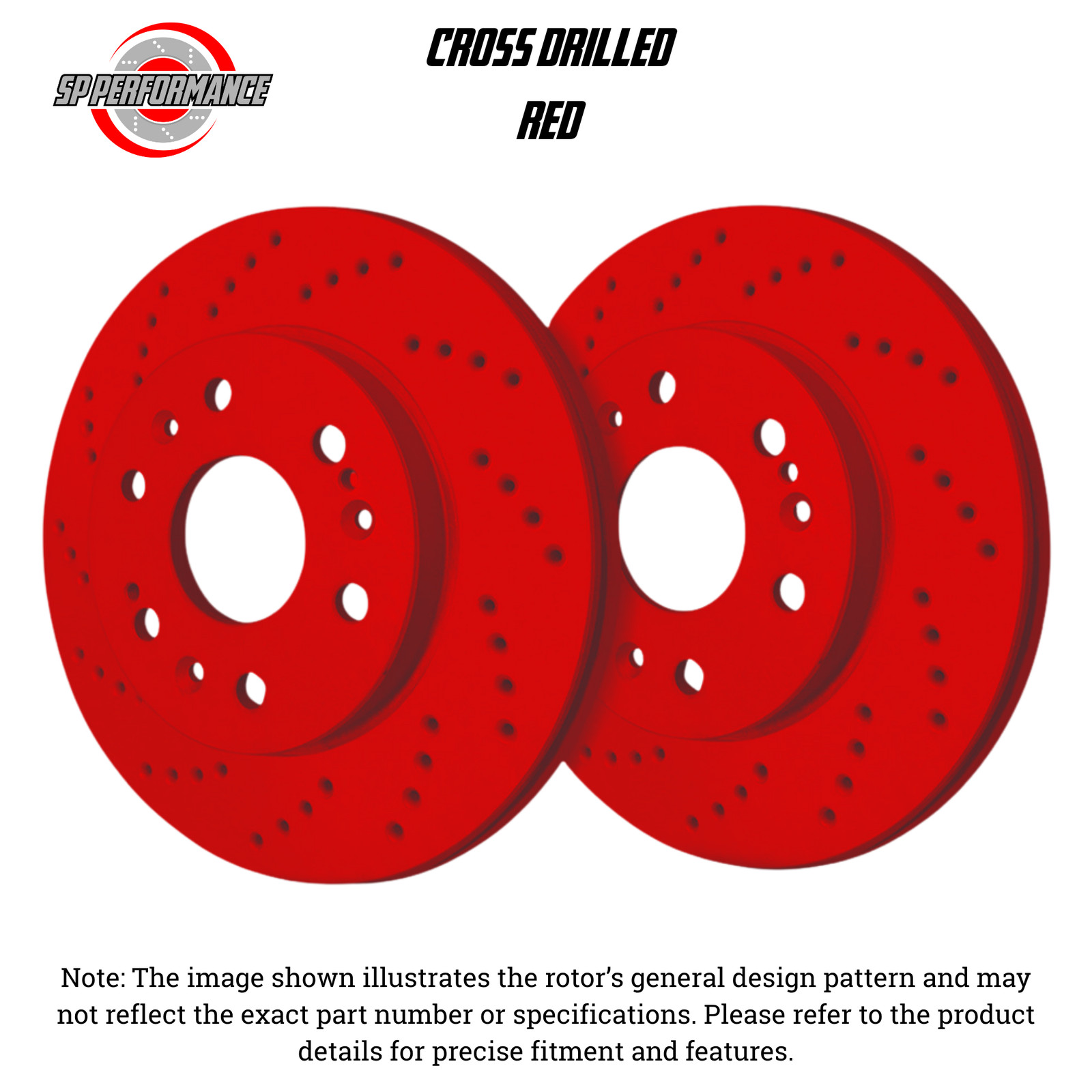 SP Performance C19-3024-R Cross Drilled Red Zinc Front Rotors 91-96 Acura NSX