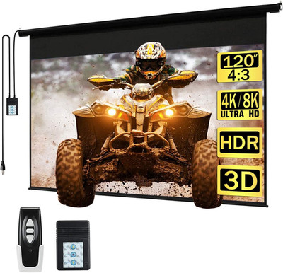 120'' Motorized Projector Screen Electric Diagonal Automatic Projection 4:3 HD Mo