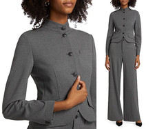 RAG  BONE Slade Military-Inspired Cropped Ponte Blazer in Charcoal sz 4  458