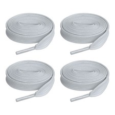 2 Pairs Flat Shoe Laces 2/5" x 39" Polyester Sneaker Shoestring, Light Gray