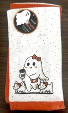 Colordrift VIRAL Halloween Ghost Walking Dog Kitchen Towels Set Of 3 NWT