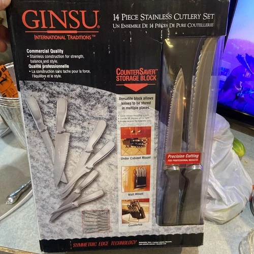 Ginsu Kitchen Knife Set Block 14 Piece Stainless Steel With Block NIB