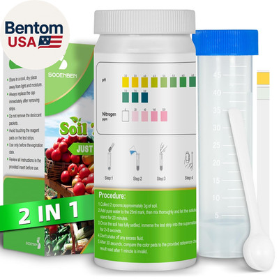 2-In-1 Ph & Nitrogen Soil Test Kit, Home Soil Testing Kit for Lawns Gardening Gr