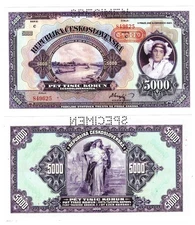 u Reproduction Note Bohemia & Moravia 5000 krones 1943 Pick #16   108
