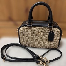 COACH satchel crossbody black x straw