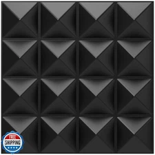 TroyStudio Acoustic Sound Diffuser Panels, 12 X 12 X 1 inches 8 Pcs PVC Plast