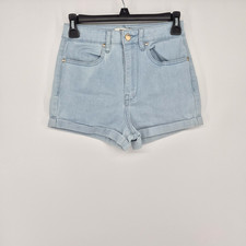 Forever 21 Women's Jean Shorts Size 26 High Rise Light Wash Denim Cuffed Stretch