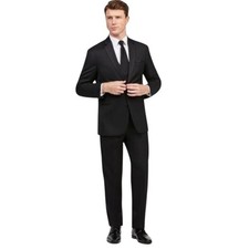 JOS A BANK Mens Black 100 Wool Tuxedo Suit Traveler Jacket Pants Set 40S