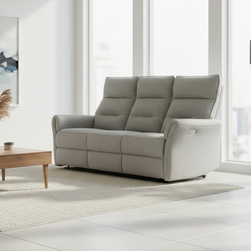 DecHome Divano Relax 3 Posti Reclinabile Elettrico 186x95x105 cm Grigio Softwave