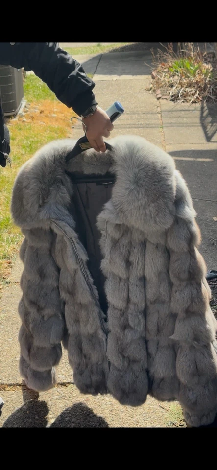 Abrigo de piel de zorro azul de diseñador para hombre 6 XL Foto 2 de 4