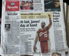 USA Today newspaper Lebron James October 18, 2003 Sports Section