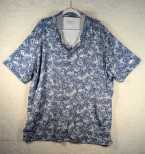 Maelreg Golf Polo Shirt Mens 3XL Blue Palm Leaf Performance Casual Breathable