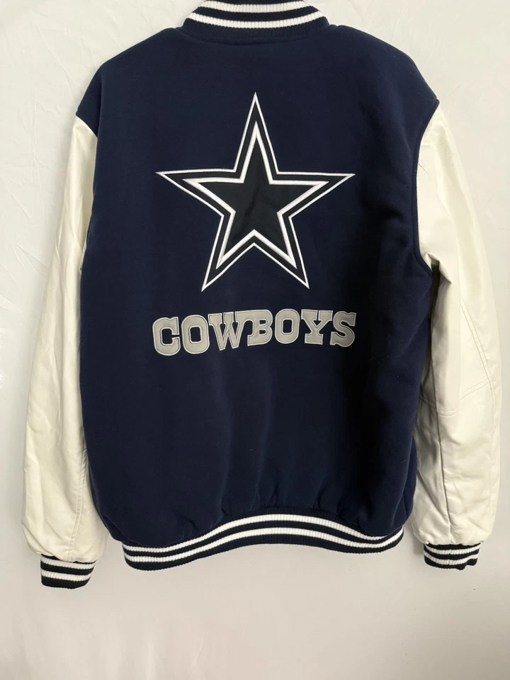 Dallas Cowboys JH Design Reversible Fleece Jacket With Faux Leather Sleeves Sz L - Image 3 of 4