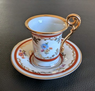 1973 Eisenberg Sammeltasse Mokka Mocca Gold Rot Rosa Blau Bunte Blumen Espresso 